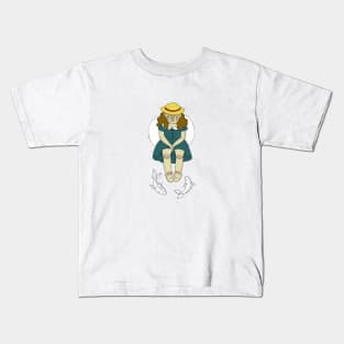 Girl at a fish pond Kids T-Shirt